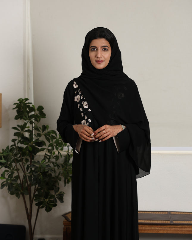 Henna Blossom Embroidery With Handwork Abaya