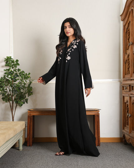 Henna Blossom Embroidery With Handwork Abaya