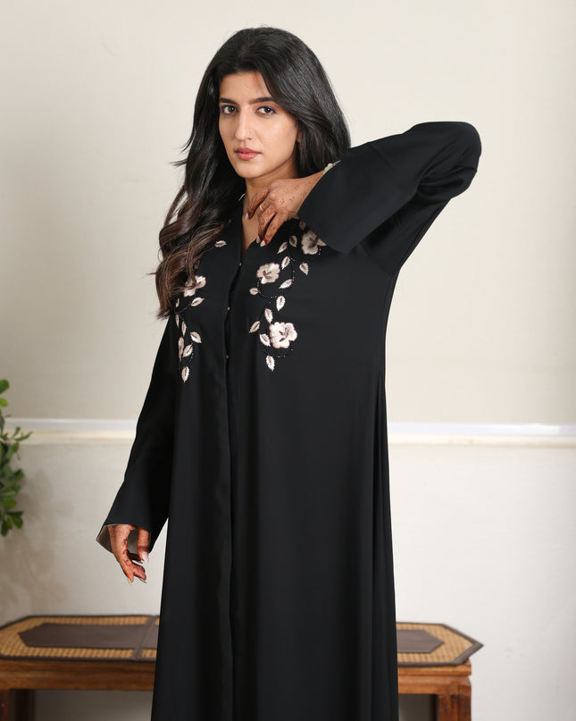 Henna Blossom Embroidery With Handwork Abaya
