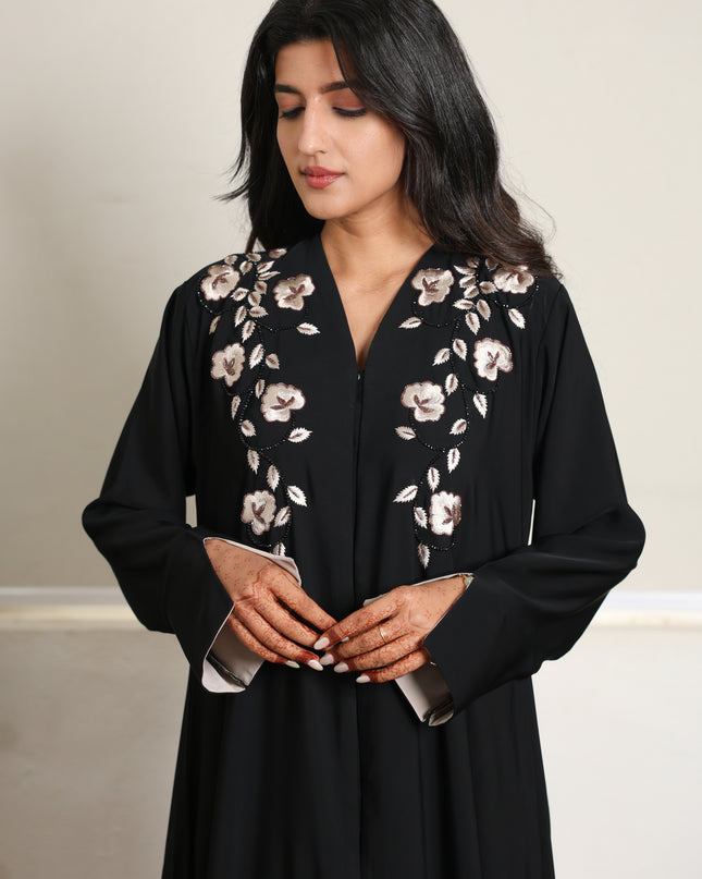 Henna Blossom Embroidery With Handwork Abaya
