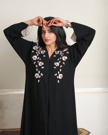 Henna Blossom Embroidery With Handwork Abaya