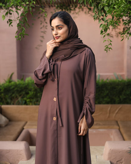Tied Grace Wooden Buttoned Abaya