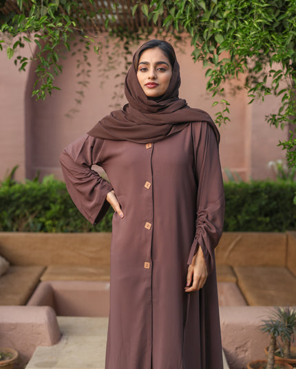 Tied Grace Wooden Buttoned Abaya