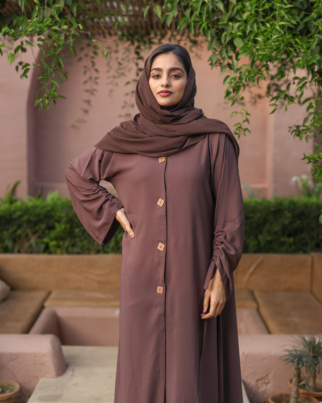 Tied Grace Wooden Buttoned Abaya
