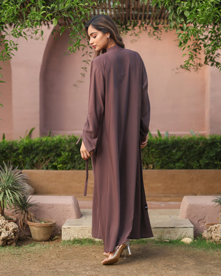 Tied Grace Wooden Buttoned Abaya