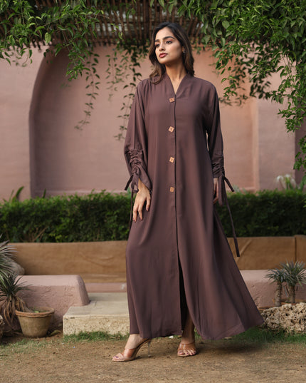 Tied Grace Wooden Buttoned Abaya