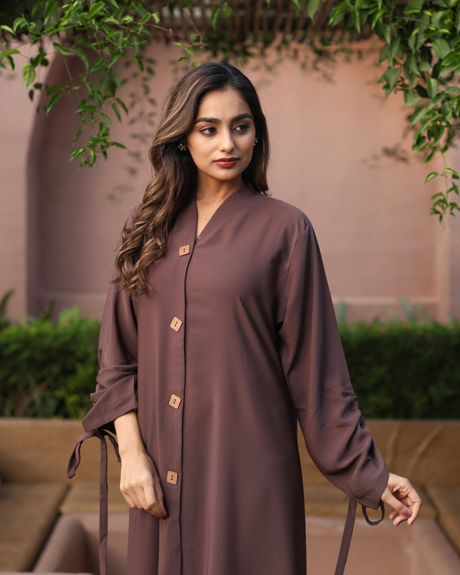 Tied Grace Wooden Buttoned Abaya