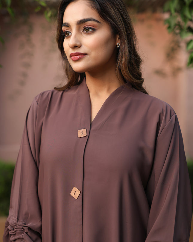 Tied Grace Wooden Buttoned Abaya