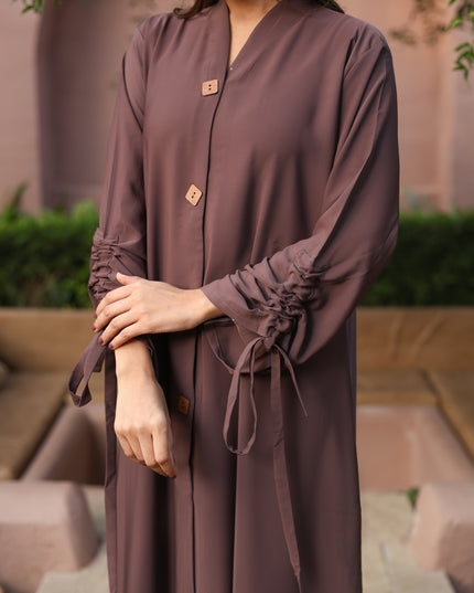 Tied Grace Wooden Buttoned Abaya
