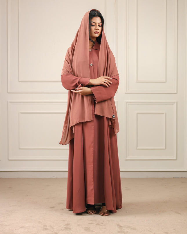 Luxurious Golden Button With Collared Abaya