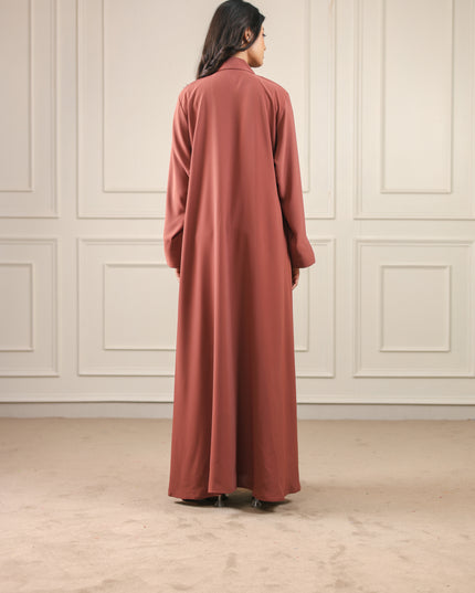 Luxurious Golden Button With Collared Abaya