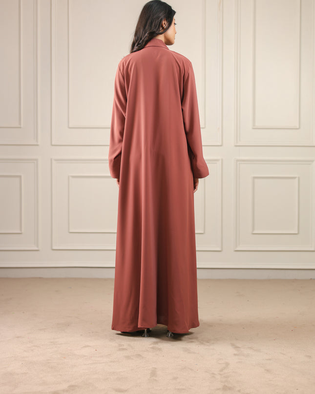 Luxurious Golden Button With Collared Abaya