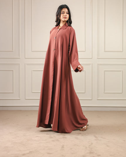 Luxurious Golden Button With Collared Abaya