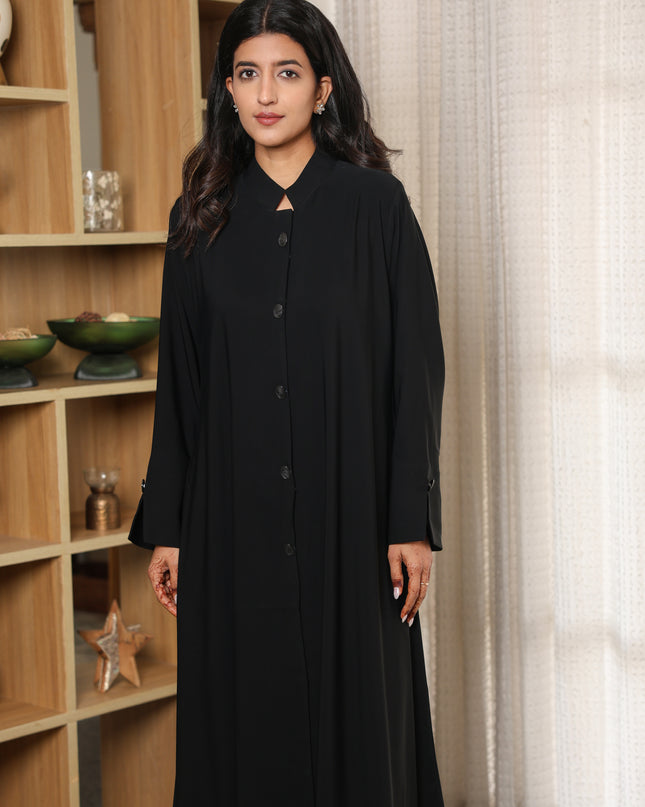 Haya Eclipse Collared Buttoned Abaya
