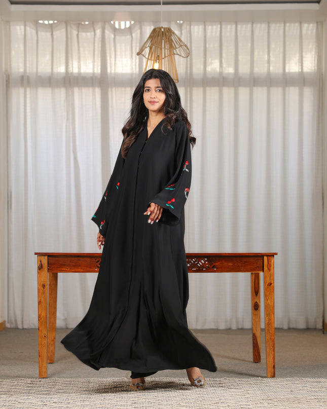 Cherry Blossom Handwork Sleeves Abaya