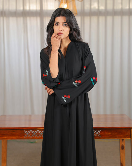 Cherry Blossom Handwork Sleeves Abaya