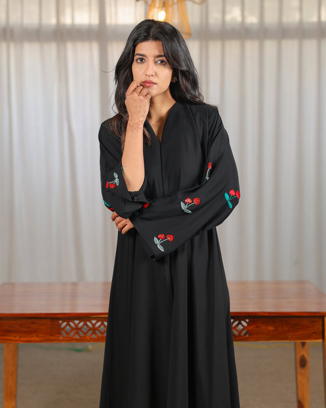 Cherry Blossom Handwork Sleeves Abaya