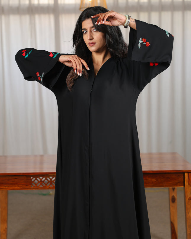 Cherry Blossom Handwork Sleeves Abaya