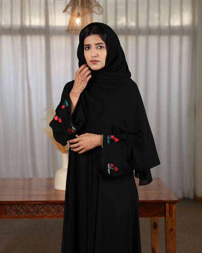 Cherry Blossom Handwork Sleeves Abaya