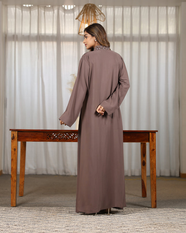 Mandarin Collar With Handwork Abaya