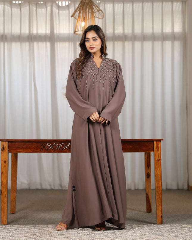Mandarin Collar With Handwork Abaya