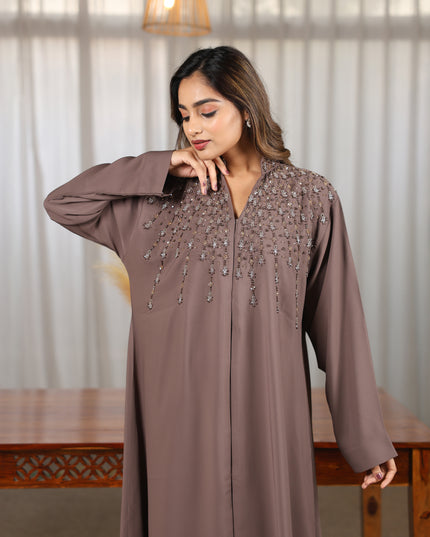 Mandarin Collar With Handwork Abaya