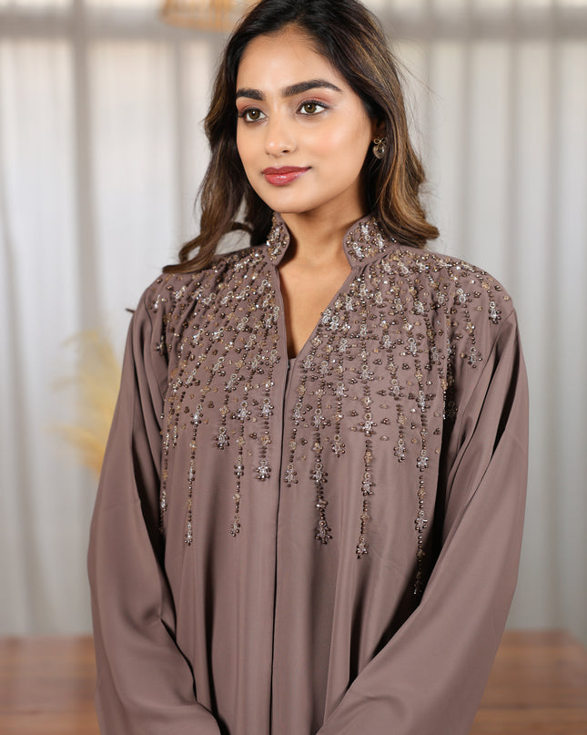 Mandarin Collar With Handwork Abaya