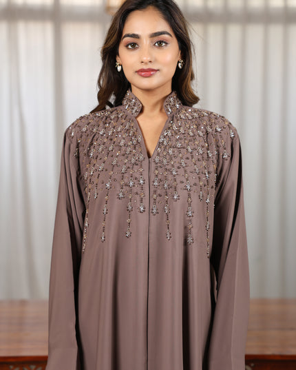 Mandarin Collar With Handwork Abaya