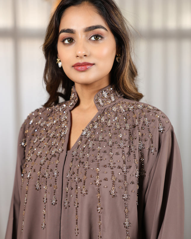Mandarin Collar With Handwork Abaya