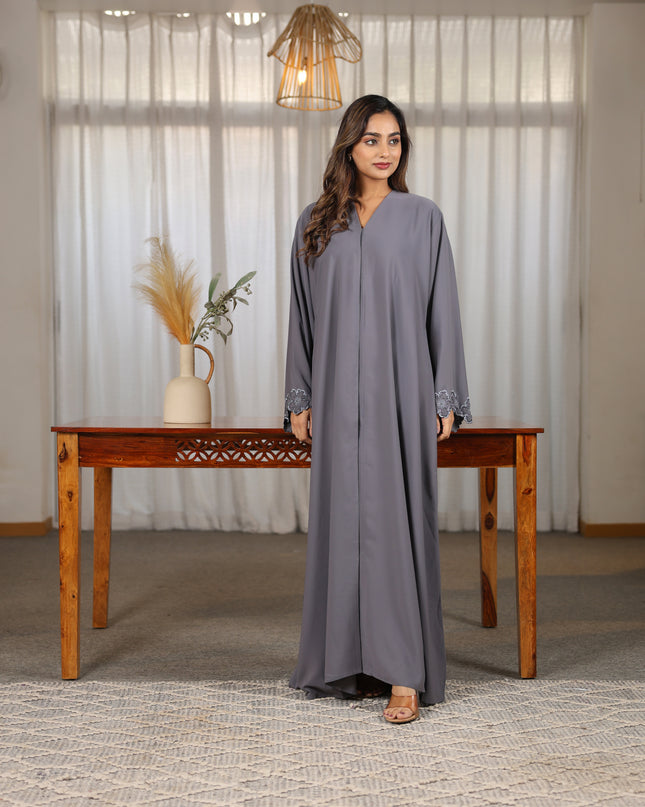 Royal Floral Embroidery With Handwork Abaya