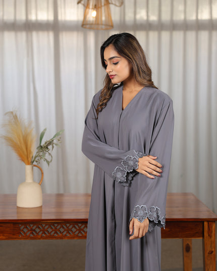 Royal Floral Embroidery With Handwork Abaya