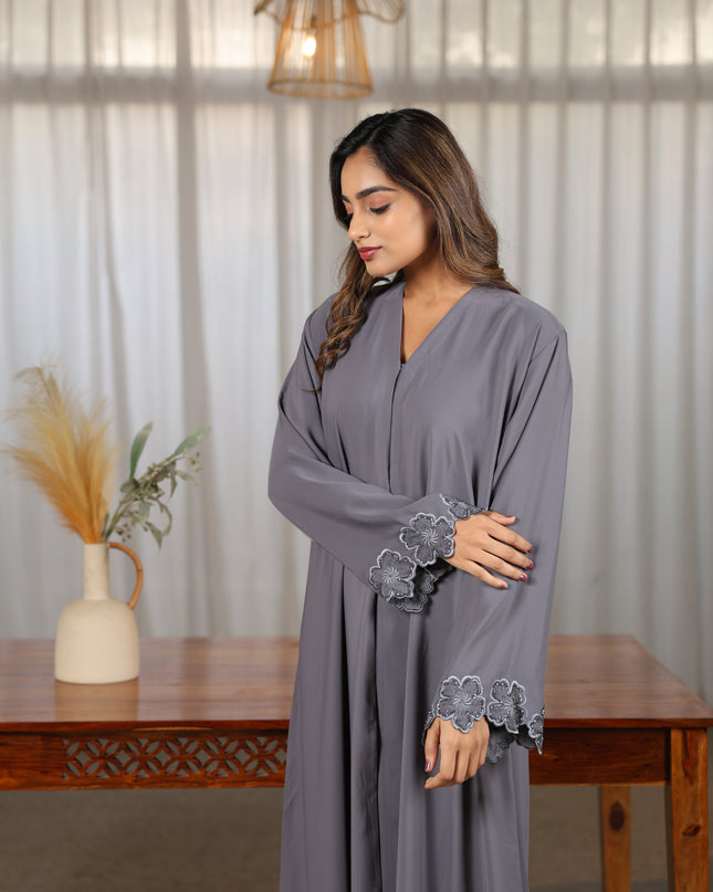Royal Floral Embroidery With Handwork Abaya