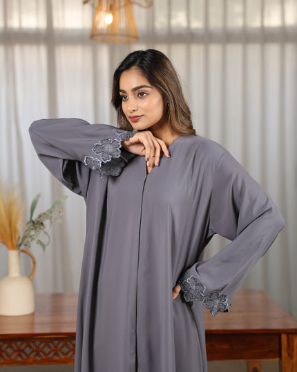 Royal Floral Embroidery With Handwork Abaya