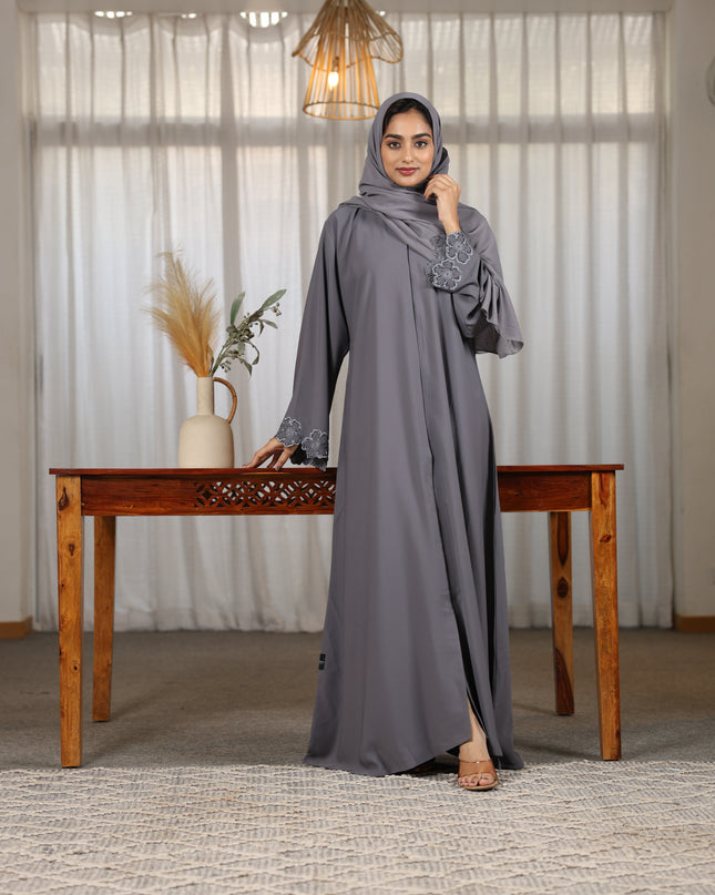 Royal Floral Embroidery With Handwork Abaya