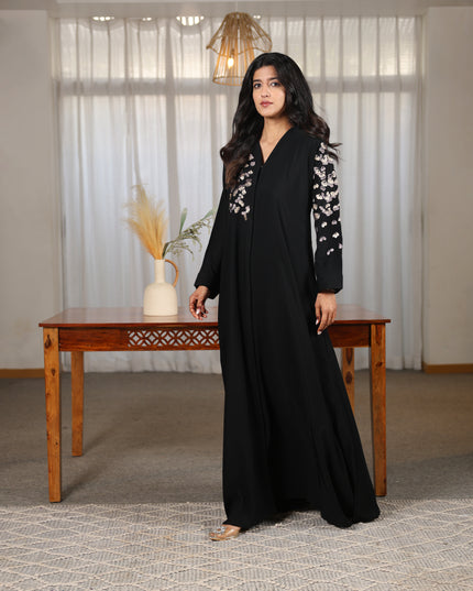 Elegant Black Embroidery Abaya