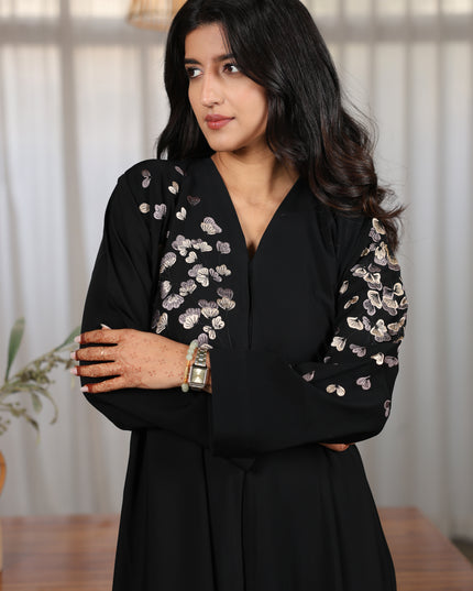 Elegant Black Embroidery Abaya