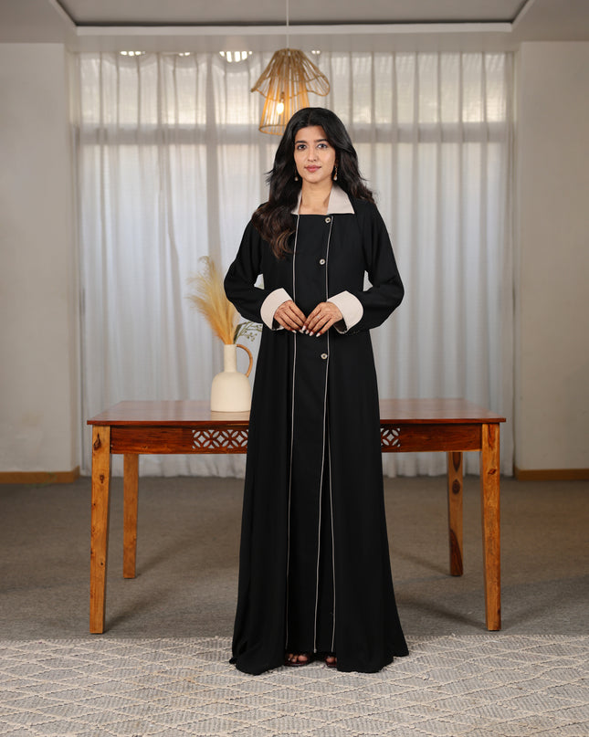 Classic Black Collared Abaya