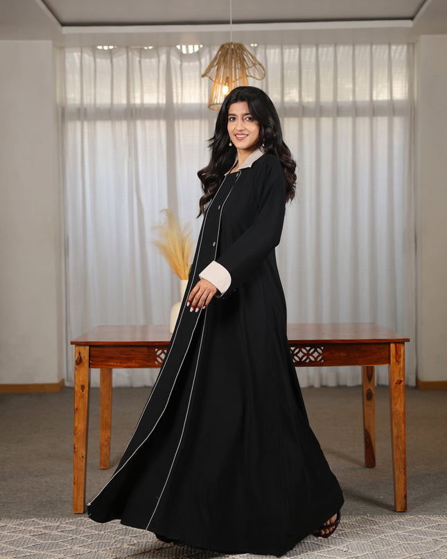 Classic Black Collared Abaya