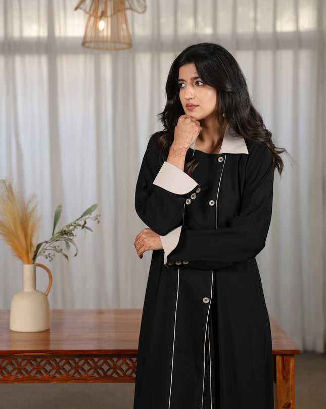 Classic Black Collared Abaya
