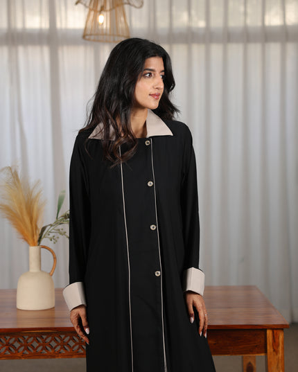Classic Black Collared Abaya