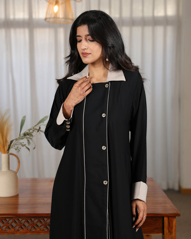 Classic Black Collared Abaya