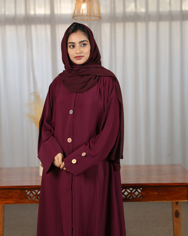 Chic With Wooden Multicolour Buttons Abaya