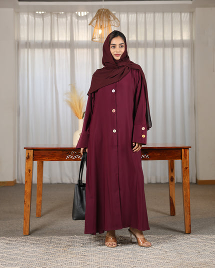 Chic With Wooden Multicolour Buttons Abaya