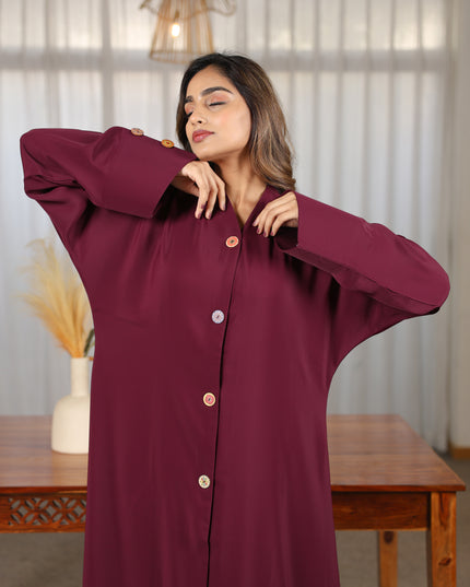 Chic With Wooden Multicolour Buttons Abaya