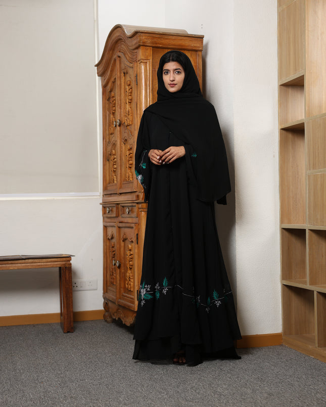 Double Layered Georgette Embroidery With Hand Work Abaya