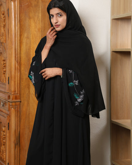 Double Layered Georgette Embroidery With Hand Work Abaya