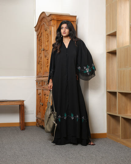 Double Layered Georgette Embroidery With Hand Work Abaya