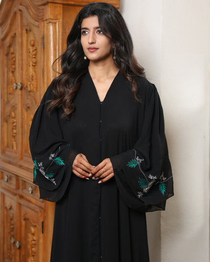 Double Layered Georgette Embroidery With Hand Work Abaya