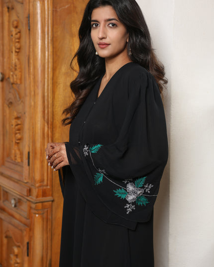 Double Layered Georgette Embroidery With Hand Work Abaya