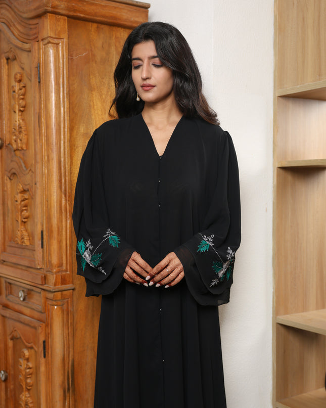 Double Layered Georgette Embroidery With Hand Work Abaya